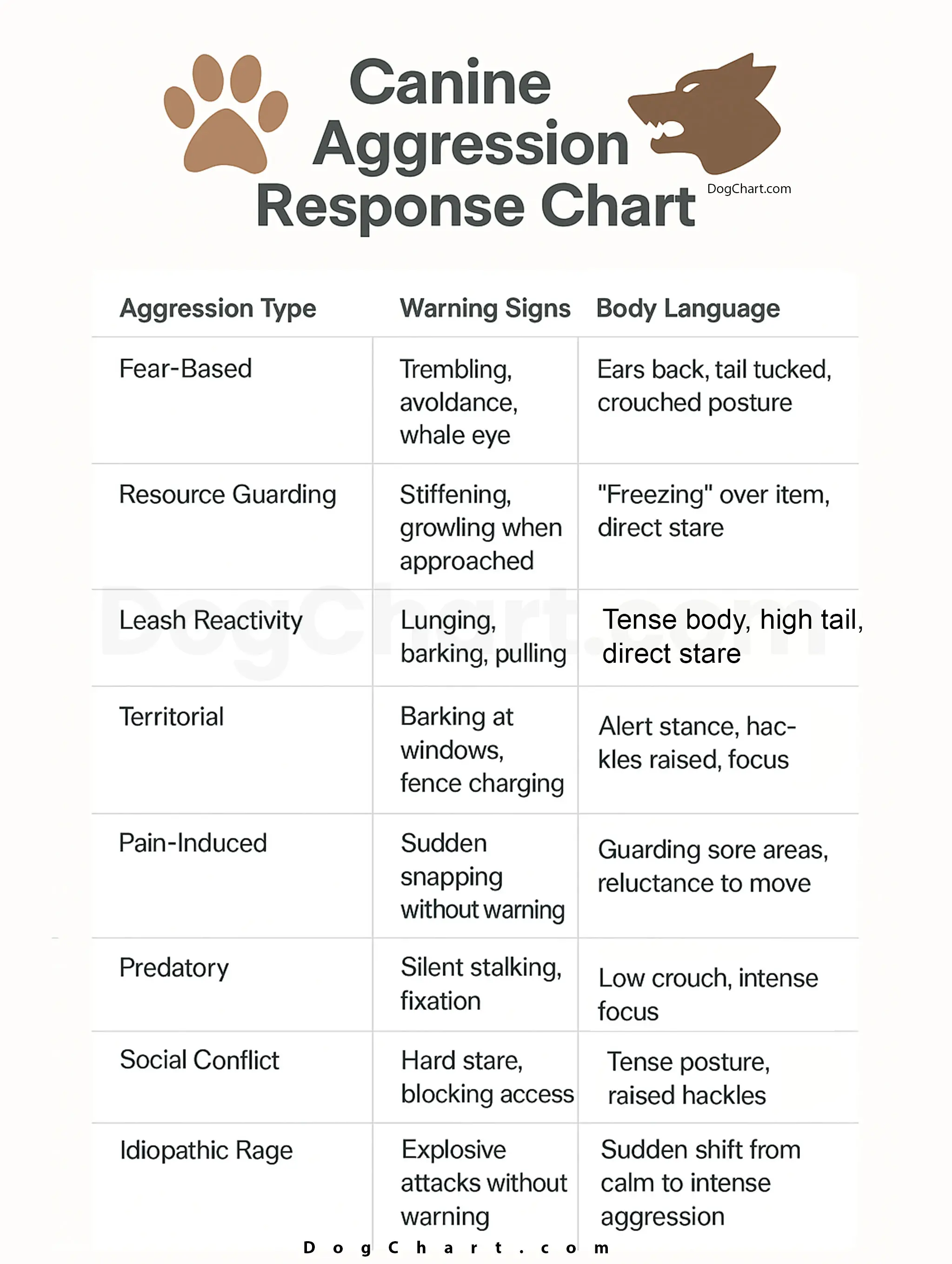 Dog Aggression Charts- What Your Dog’s Behavior Might Be Telling You Dog Aggression Chart
