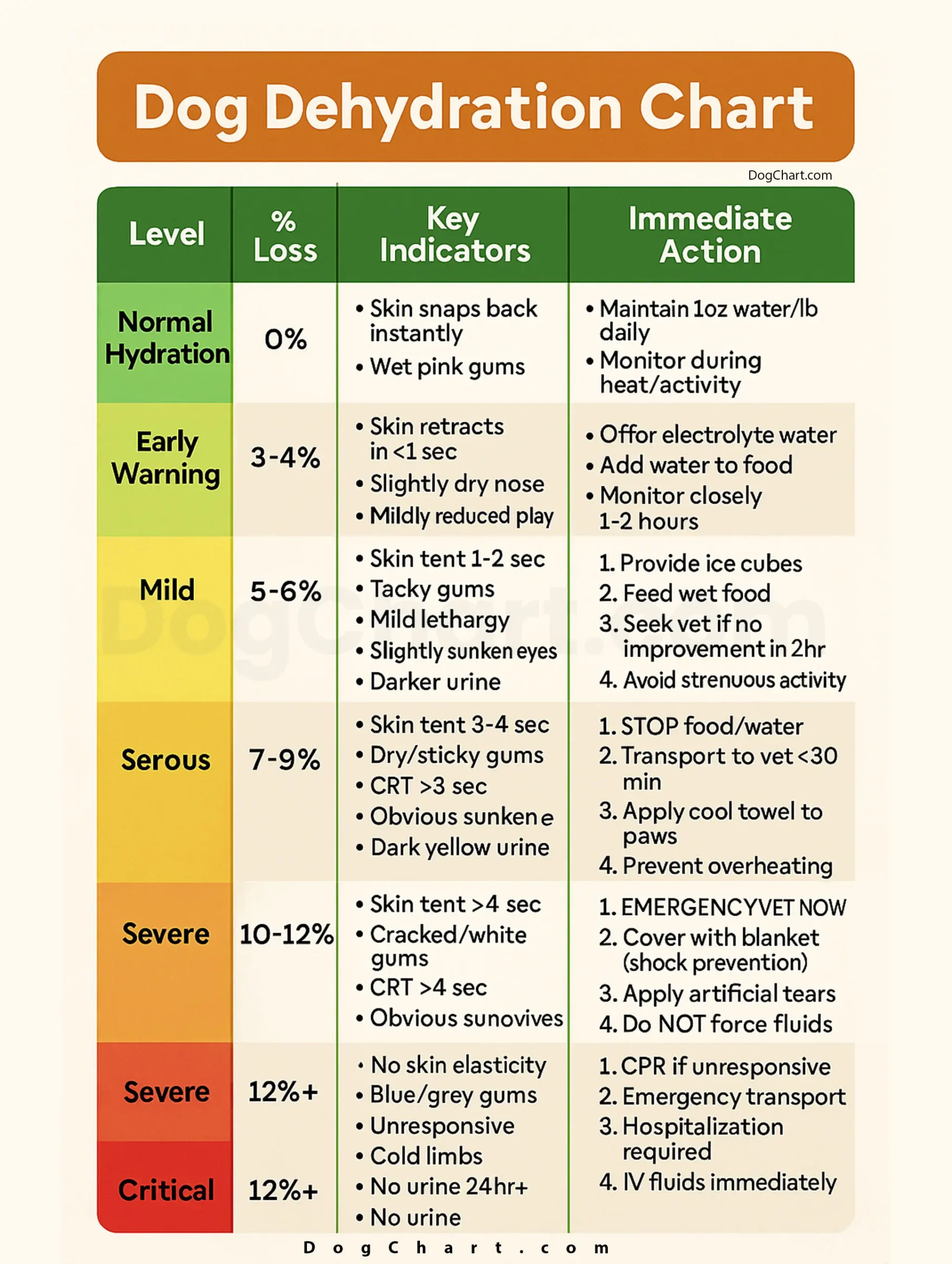 Dog Dehydration Chart | Signs, Fixes and How to Keep Your Pup Hydrated Dog Dehydration Chart