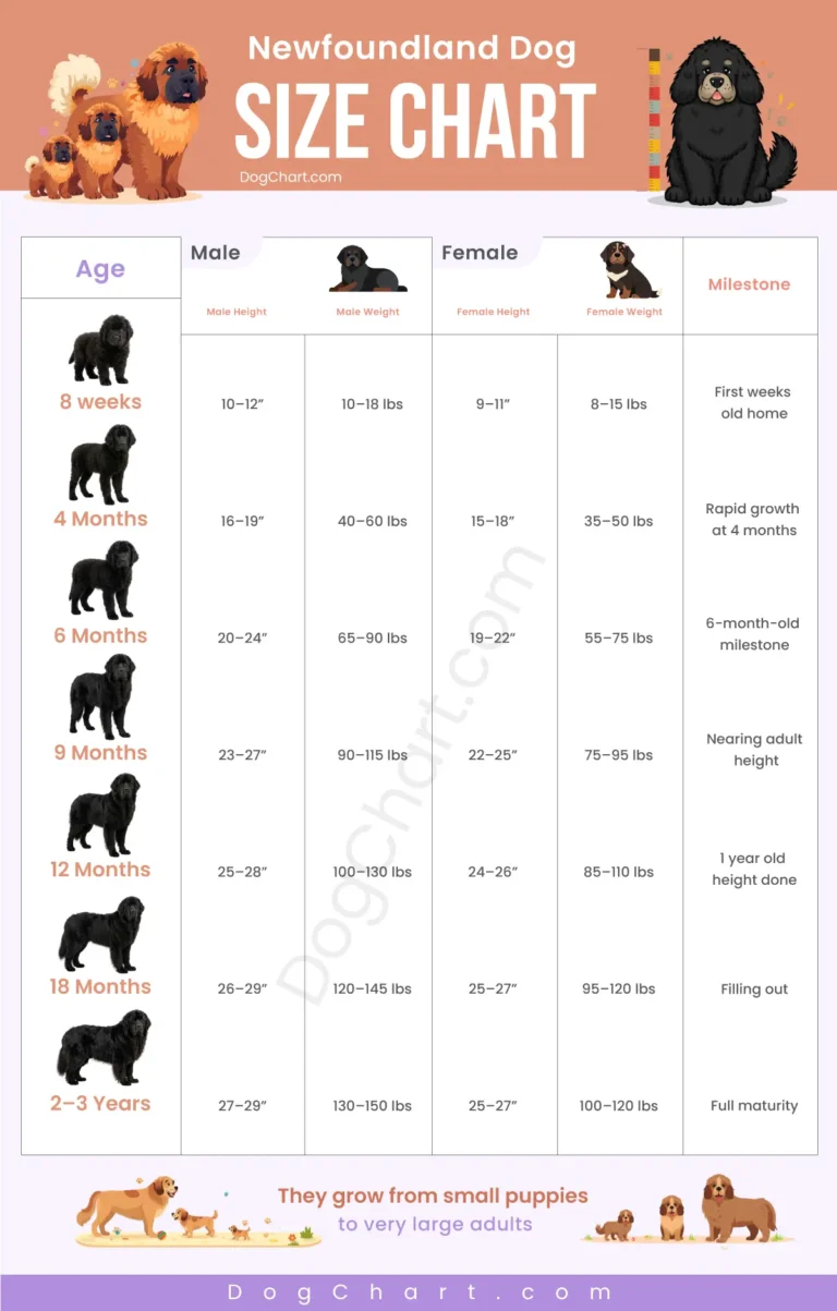 Newfoundland Dog Size Chart by age male female