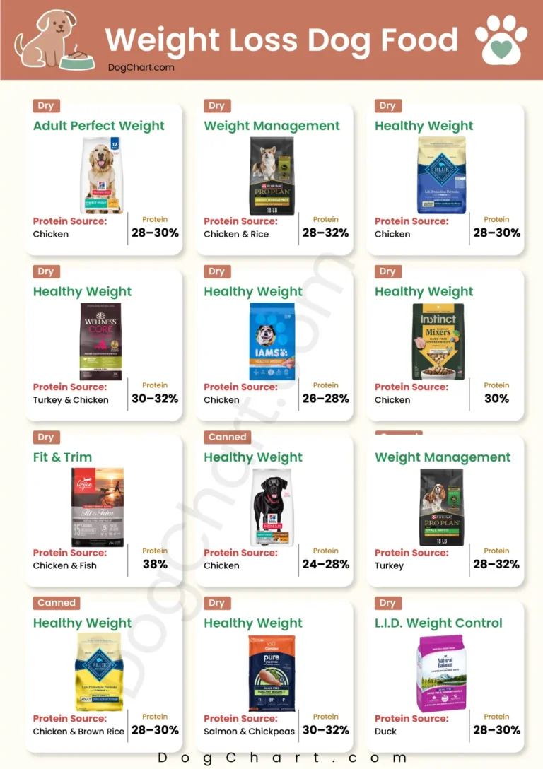 Weight Loss Dog Foods List chart