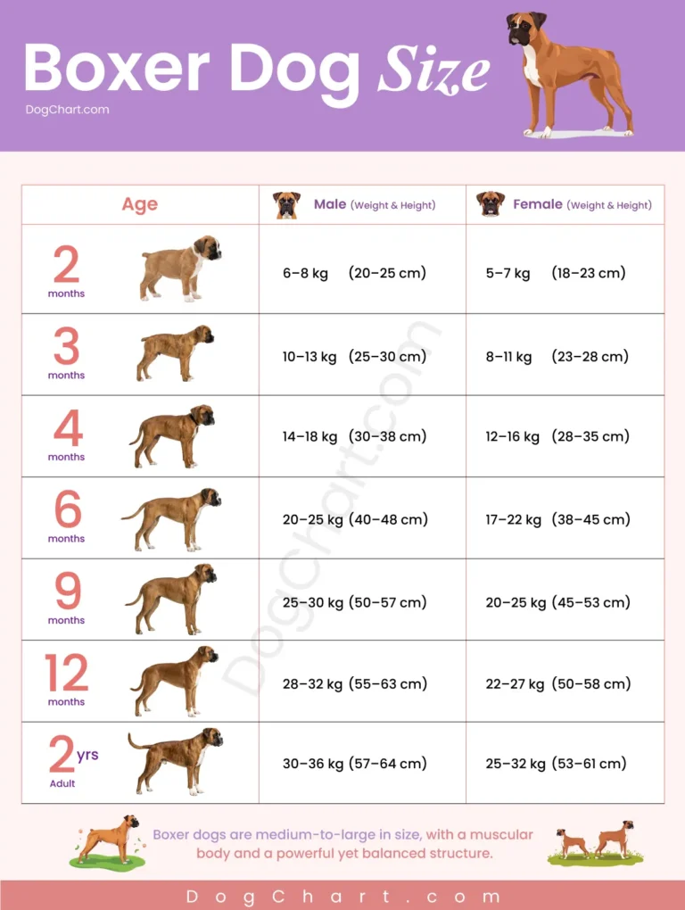 boxer dog size chart by age male and female