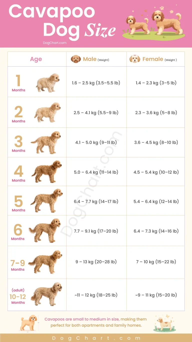 cavapoo dog size chart