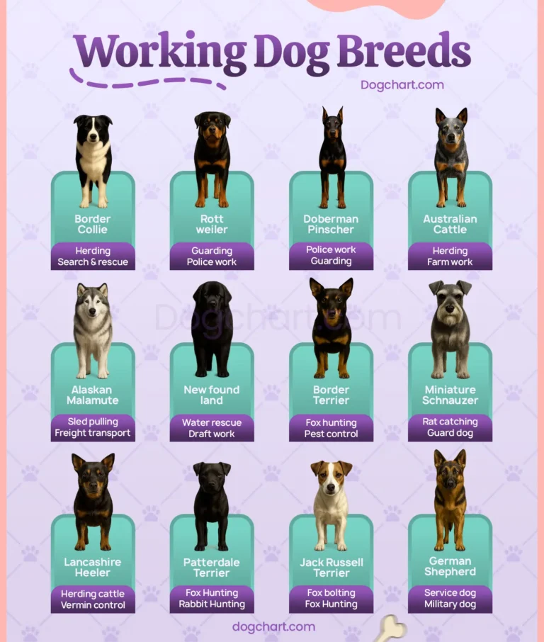 working dog breeds Chart